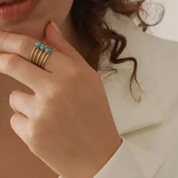 Black Friday Sale Turquoise  RING 18kgold plated Stainless ST. FIT 6 TO 8 . - Picture 3 of 4